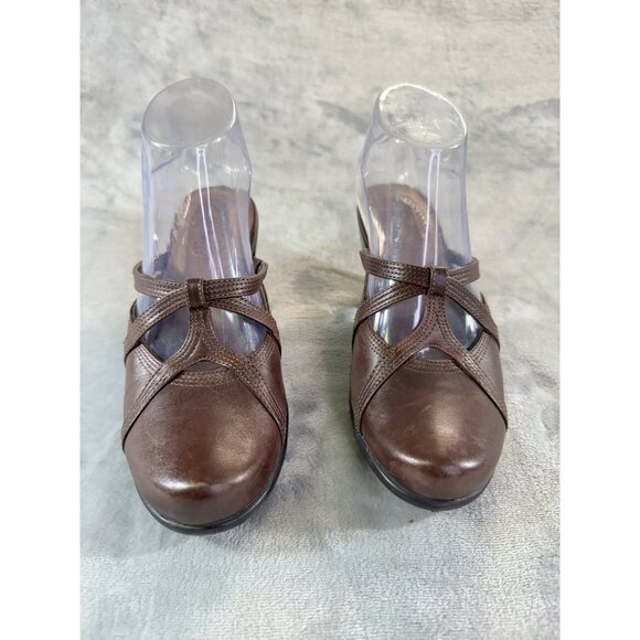 Clarks womens shoes size 7M brown leather strappy mules - Picture 16 of 16